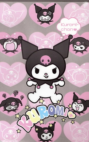 Kuromi Character Wallpaper with Pink Hearts and Cute Expressions HD phone wallpaper