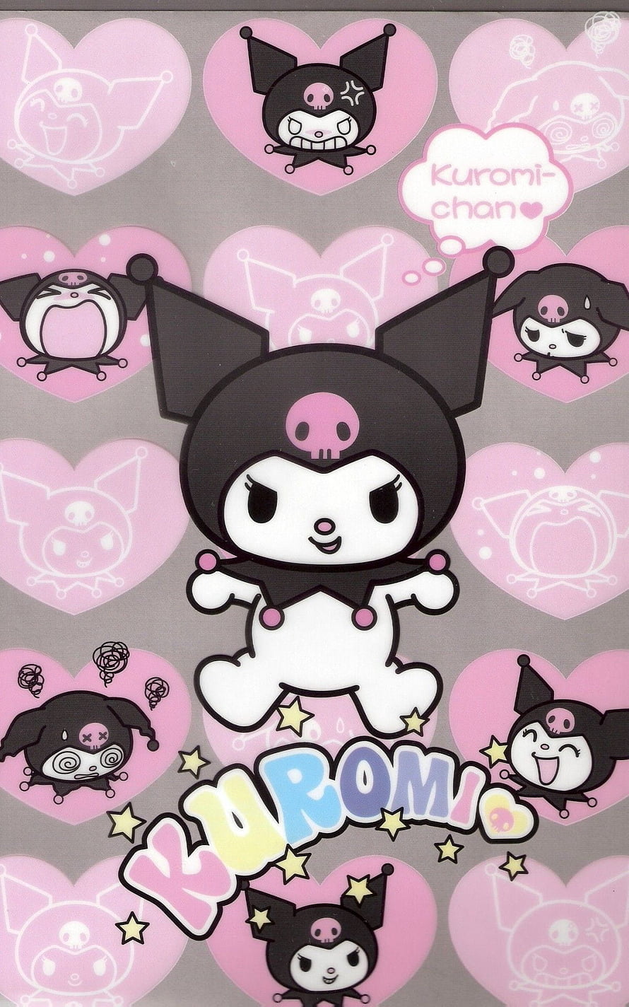 Kuromi Character Wallpaper with Pink Hearts and Cute Expressions HD phone wallpaper