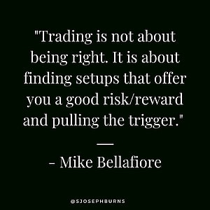 Mike Bellafiore Trading Quote on Risk Reward and Market Setups HD phone wallpaper