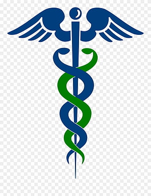 Blue and Green Caduceus Medical Symbol with Wings and Serpents on Transparent Background HD phone wallpaper