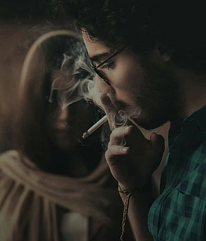 Moody Portrait of a Bearded Man Smoking a Cigarette in Dim Light, Pin on Cute couples, sad boy smoking HD phone wallpaper