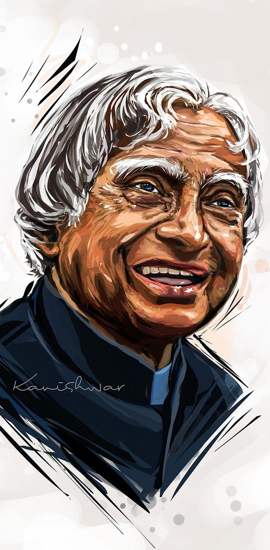 Digital Portrait of A.P.J. Abdul Kalam with Warm Smile and White Hair HD phone wallpaper