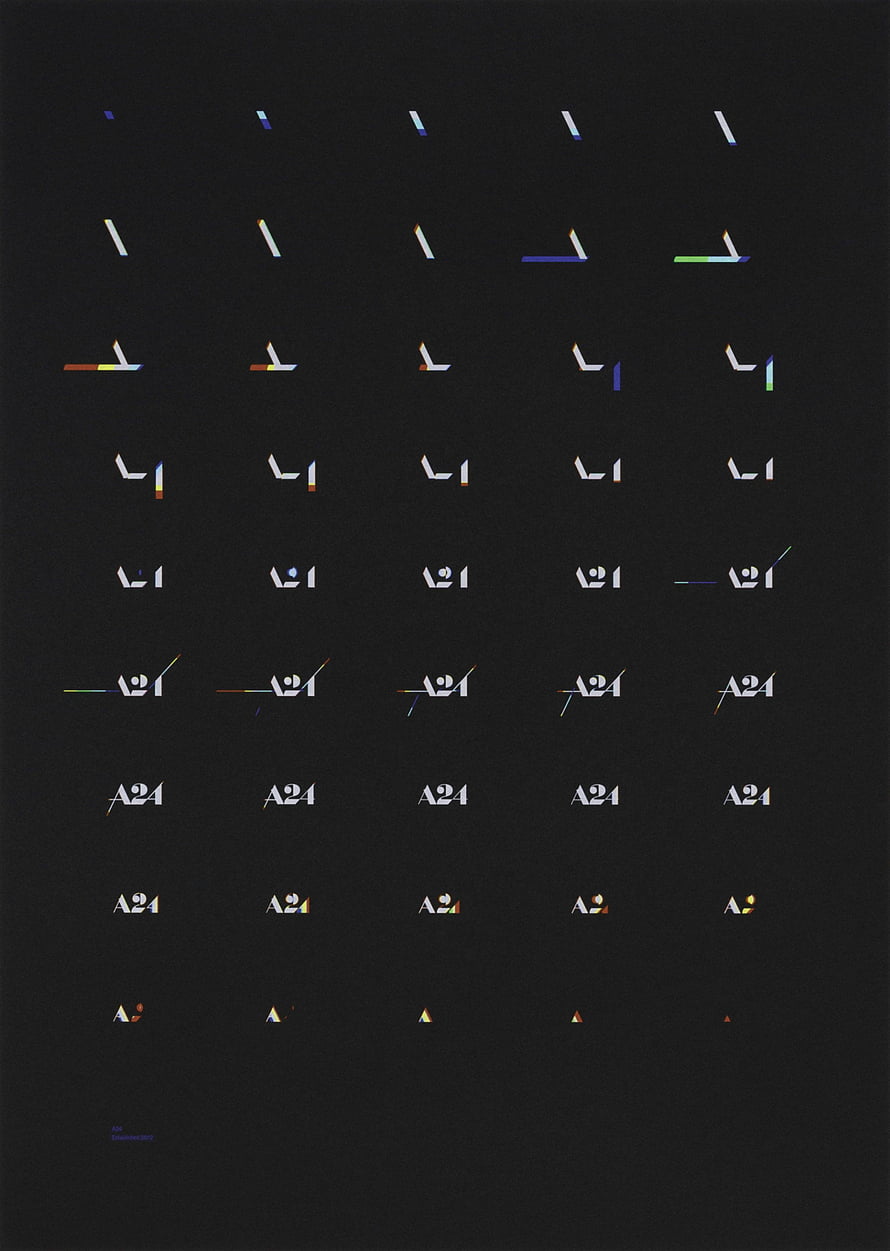 A24 Logo Evolution Poster Displaying Brand Identity Development on Black Background HD phone wallpaper