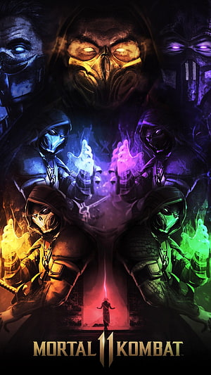 Mortal Kombat 11 Scorpion and Sub-Zero Elemental Fire and Ice Poster Art HD phone wallpaper