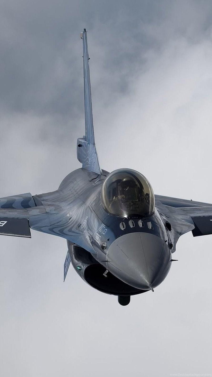 General Dynamics F-16 Fighting Falcon Jet Fighter in Flight Against Cloudy Sky HD phone wallpaper