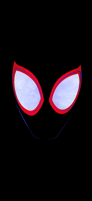Spider-Man Into the Spider-Verse Minimalist Mask Eyes on Black Background HD phone wallpaper