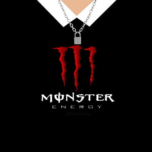 Monster Energy Logo T-Shirt Design with Padlock Necklace on Black Background HD phone wallpaper