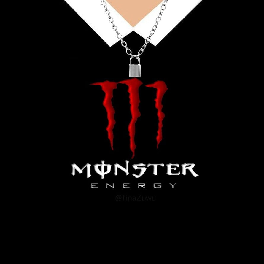 Monster Energy Logo T-Shirt Design with Padlock Necklace on Black Background HD phone wallpaper