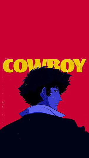 Spike Spiegel from Cowboy Bebop in a Minimalist Blue and Red Anime Poster Style HD phone wallpaper