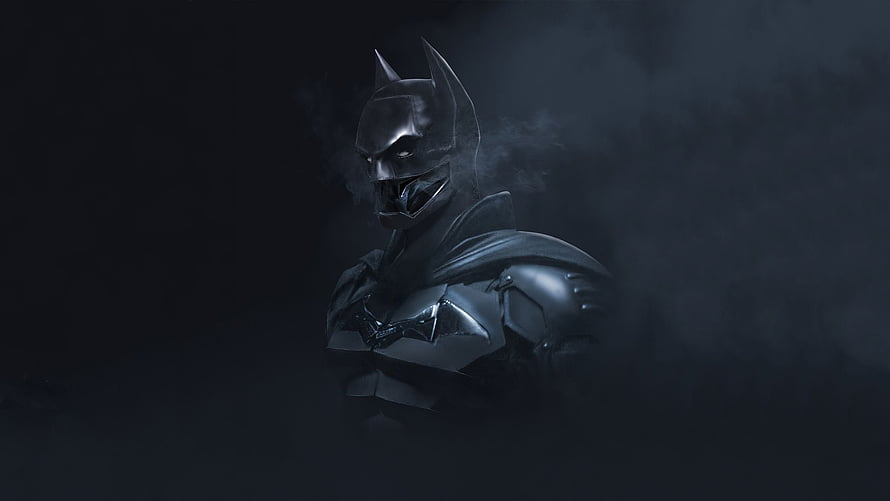Batman armored suit emerging from dark smoke with glowing eyes and menacing expression, 2560x1440 New Batman Suit 1440P Resolution , Superheroes , and Backgrounds, evil batman HD wallpaper