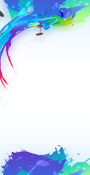 Vibrant Abstract Paint Splat Design with Blue, Purple, and Green Brush Strokes on White Background HD phone wallpaper