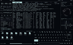 eDEX-UI Hacker Terminal Interface with System Monitor and Virtual Keyboard HD wallpaper