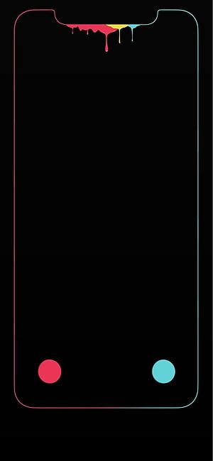 Minimalist Neon Phone Frame with Colorful Drip Paint on Black Background HD phone wallpaper