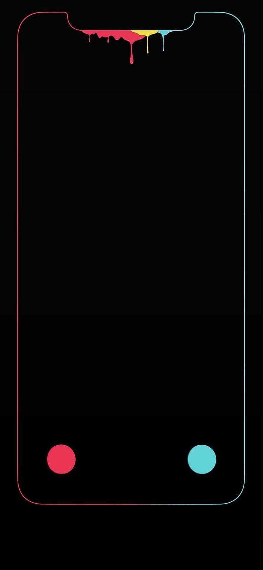 Minimalist Neon Phone Frame with Colorful Drip Paint on Black Background HD phone wallpaper