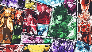 Shonen Jump Anime Heroes Collage Featuring Goku, Naruto, Luffy, and More Iconic Characters HD wallpaper