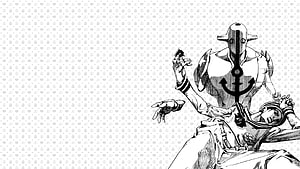 JoJolion Stand and Character in Black and White Manga Style HD wallpaper