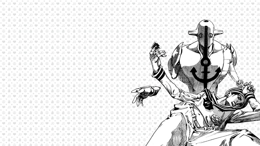 JoJolion Stand and Character in Black and White Manga Style HD wallpaper