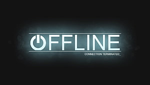 Offline Connection Terminated Digital Artwork with Glowing Text on Dark Background HD wallpaper