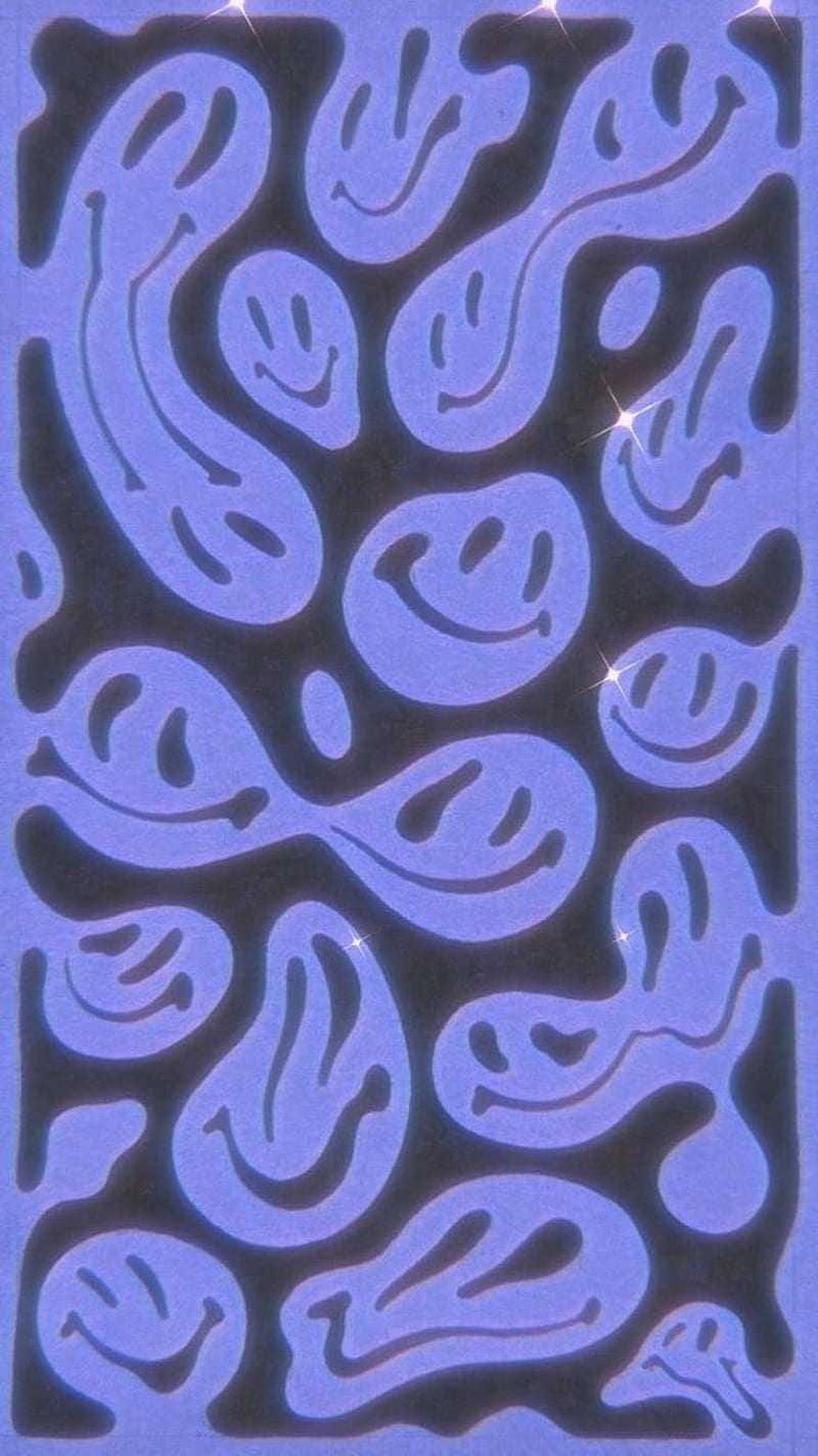 Abstract Smiley Face Pattern in Lavender and Black with Sparkling Accents HD phone wallpaper