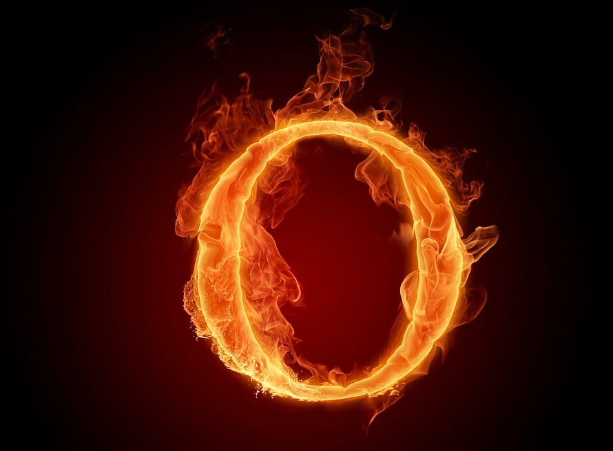 Glowing Fire Flame Letter O Ring on Dark Background HD wallpaper