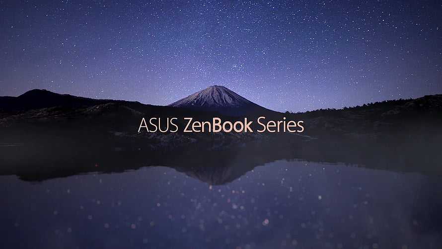 Asus ZenBook Series Night Sky Mountain Reflection Wallpaper HD wallpaper