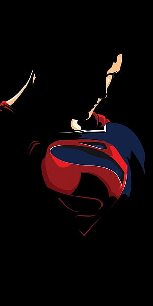 Minimalist Superman Silhouette with Iconic S-Shield on Black Background HD phone wallpaper