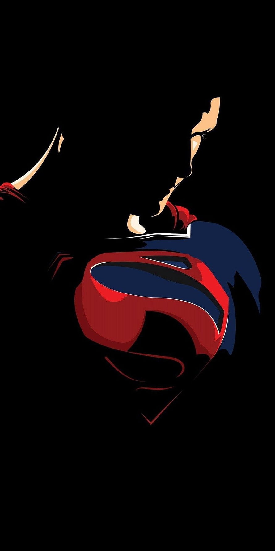Minimalist Superman Silhouette with Iconic S-Shield on Black Background HD phone wallpaper