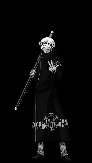 Trafalgar D. Water Law in Black Coat and Skull Cap from One Piece HD phone wallpaper