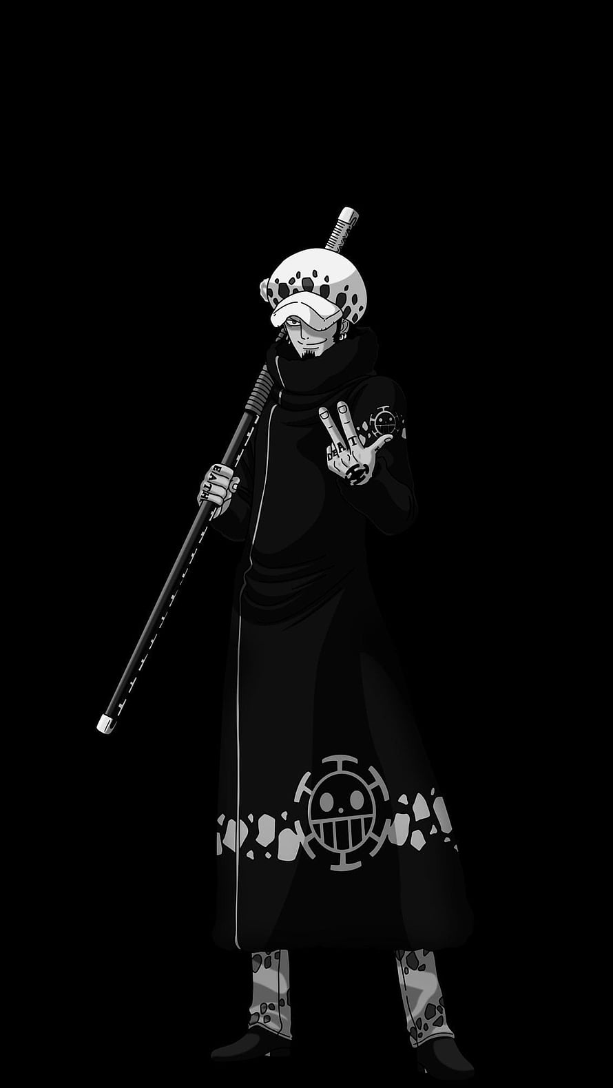 Trafalgar D. Water Law in Black Coat and Skull Cap from One Piece HD phone wallpaper