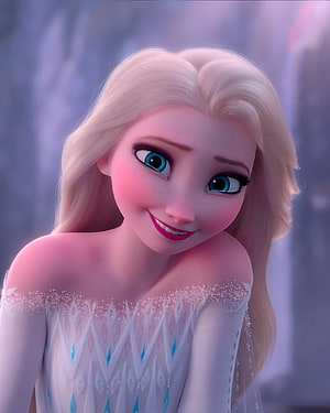 Elsa from Frozen in a shimmering ice gown with soft pastel lighting and a gentle smile HD phone wallpaper