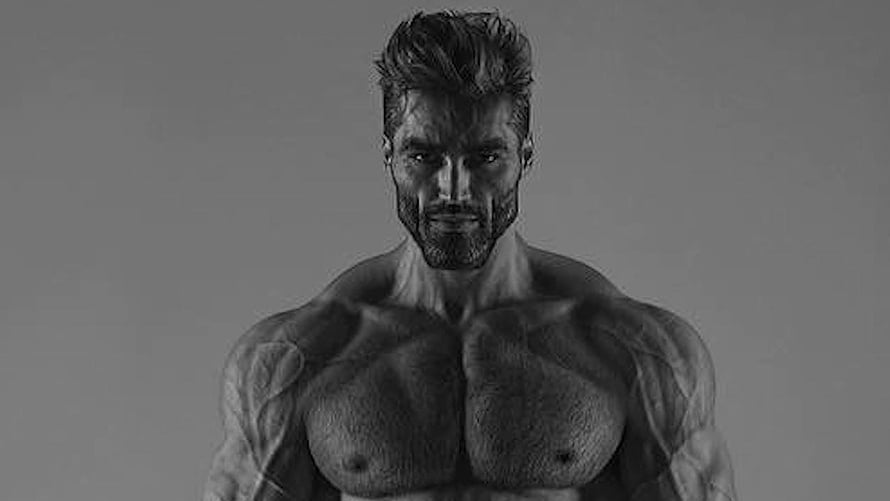 Black and White Portrait of a Muscular Bearded Man with Intense Gaze, 11 Giga Chad ideas, #giga chad HD wallpaper
