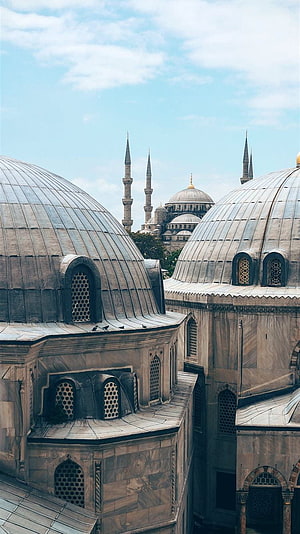 Istanbul Mosque Domes and Minarets Under a Blue Sky HD phone wallpaper