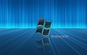 Windows 7 Logo on Blue Radiant Background with Reflection HD wallpaper