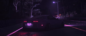 Toyota Supra Night Drive on a Dark Forest Road with Neon Red Taillights HD wallpaper
