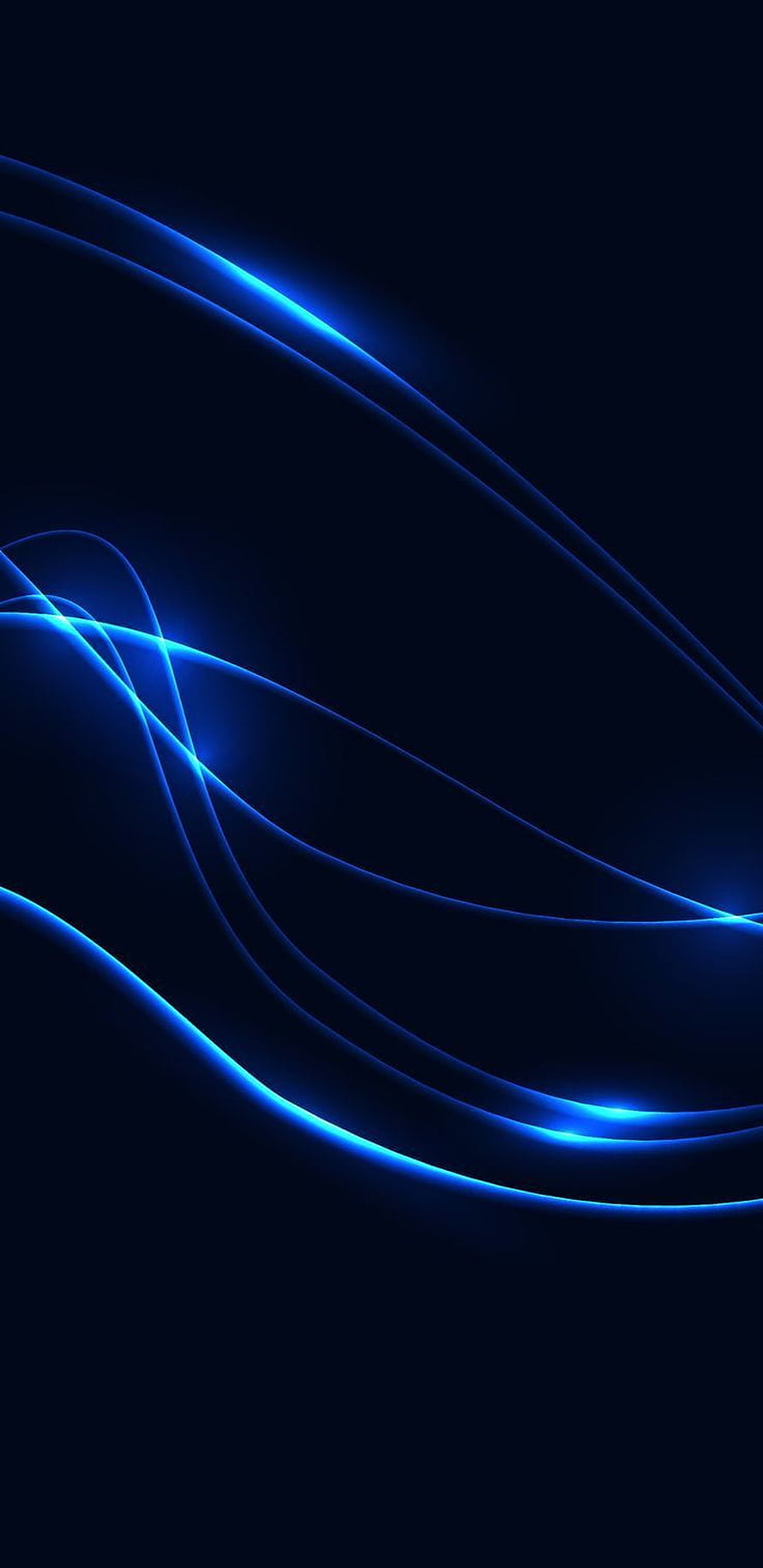 Abstract Blue Neon Light Trails on Dark Background Minimalist Digital Art HD phone wallpaper