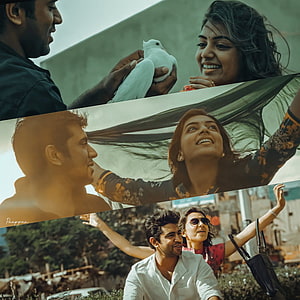 Neram Movie Romantic Couple Scenes With White Dove And Flowing Fabric HD phone wallpaper