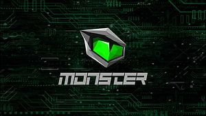 Monster Notebook Gaming Logo on Green Circuit Board Background HD wallpaper