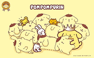 Pompompurin 30th Anniversary Illustration with Sanrio Friends HD wallpaper