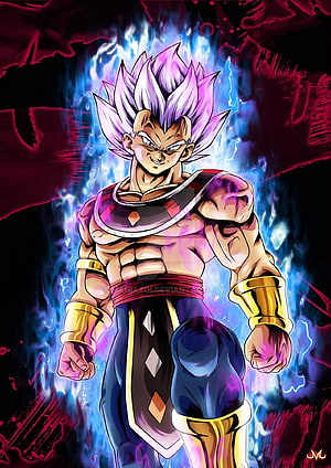 Vegeta Ultra Instinct Anime Character with Purple Hair and Blue Energy Aura HD phone wallpaper