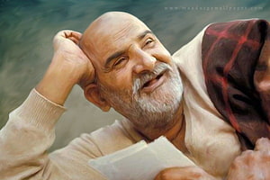 Neem Karoli Baba Portrait with Serene Smile and Traditional Attire HD wallpaper