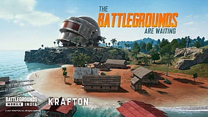Battlegrounds Mobile India Tropical Island Map with Giant Helmet Landmark HD wallpaper