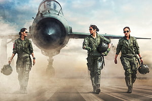 Indian Air Force Women Pilots Walking in Front of a Fighter Jet HD wallpaper