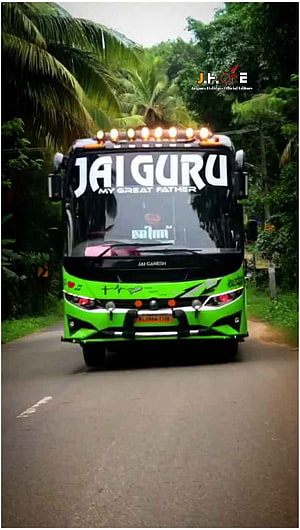 Jai Guru Kombi Bus on Tropical Road with Palm Trees and Green Livery HD phone wallpaper