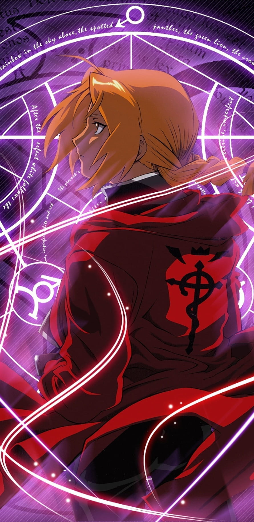 Roy Mustang in Red Coat with Alchemy Circle Background from Fullmetal Alchemist Brotherhood HD phone wallpaper