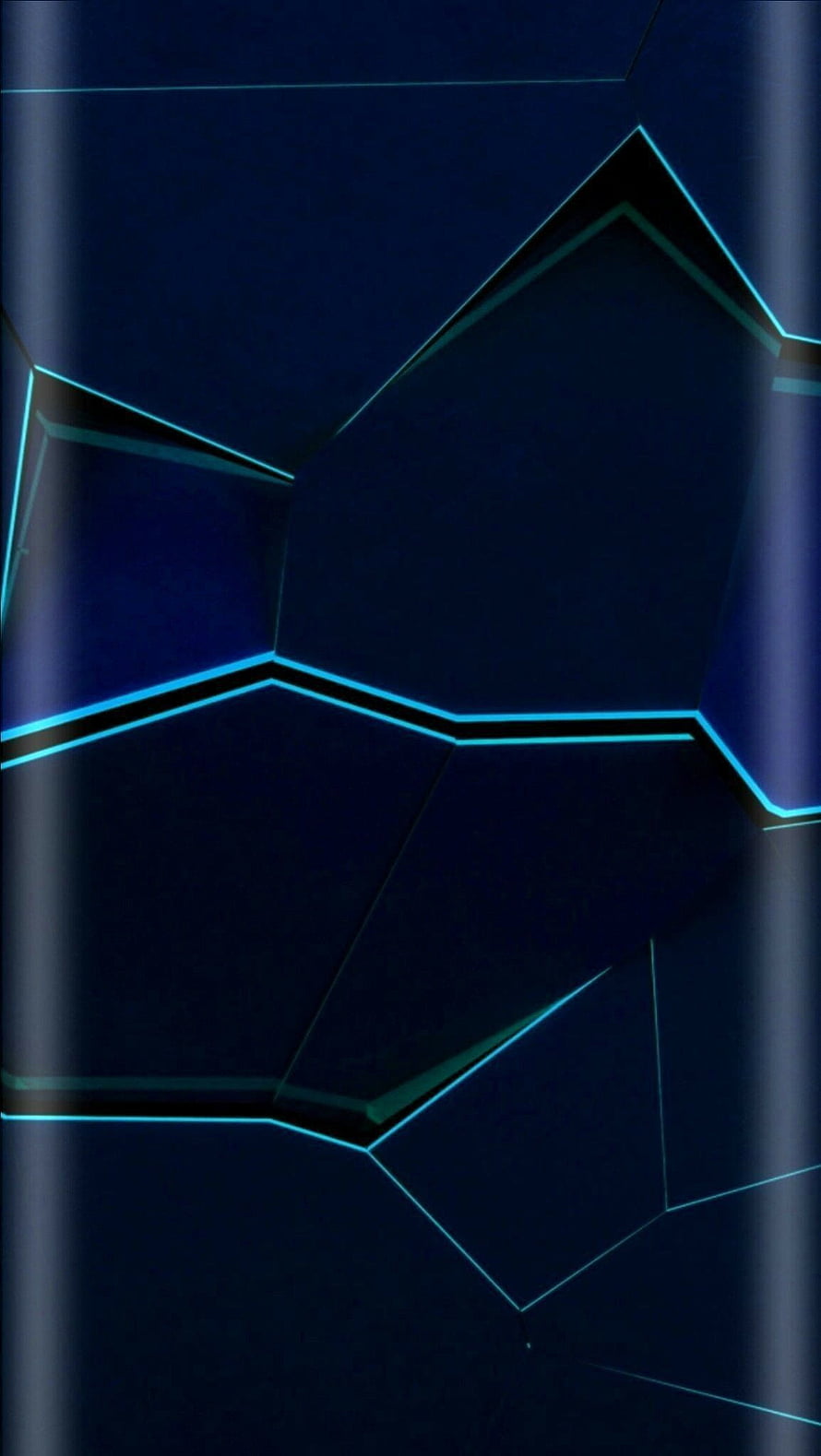 Dark Geometric Abstract Wallpaper with Glowing Cyan Neon Lines and Futuristic Polygons HD phone wallpaper