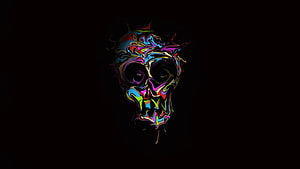 Vibrant Liquid Color Skull on Black Background Abstract Digital Art HD wallpaper