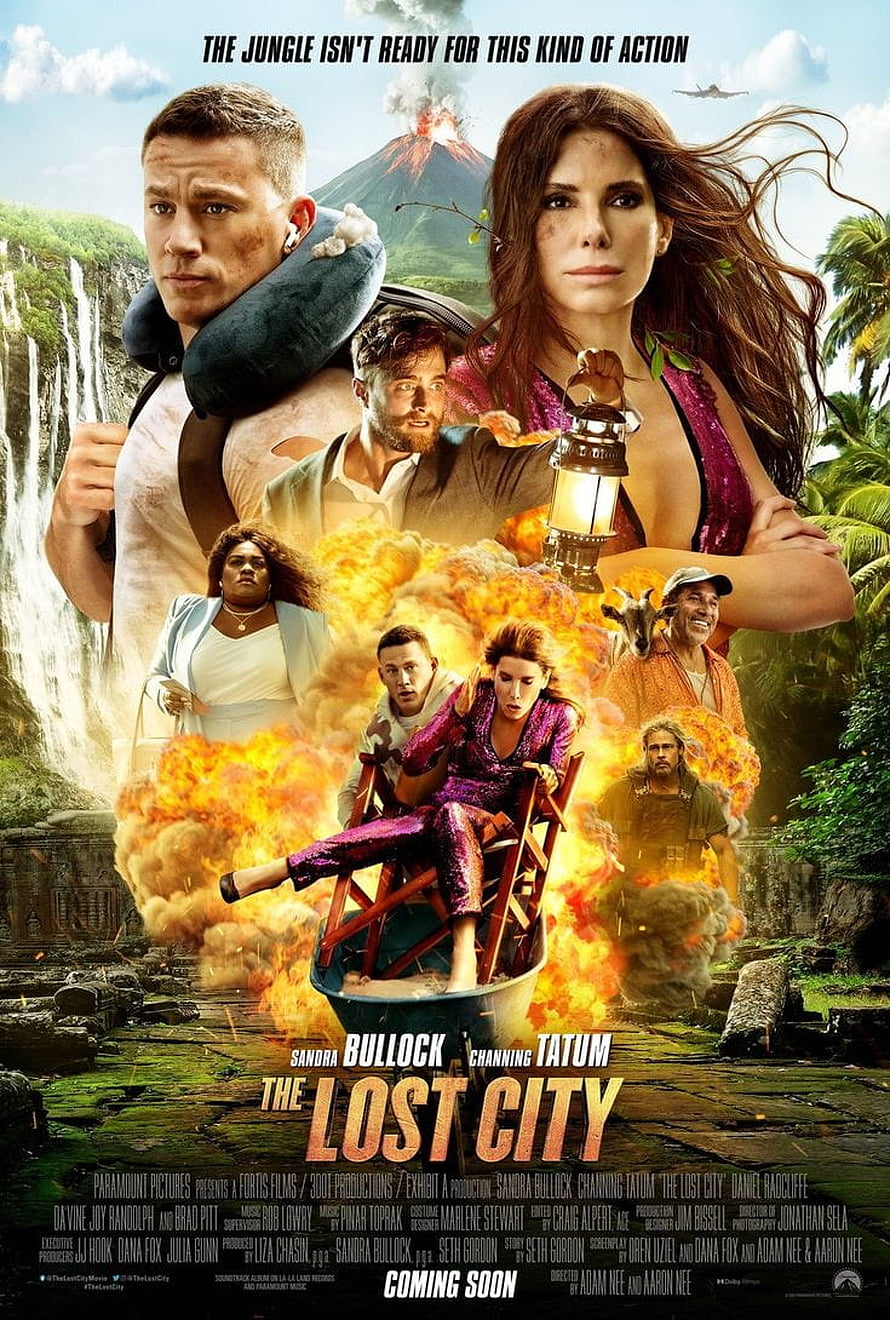 The Lost City Movie Poster Featuring Sandra Bullock and Channing Tatum in Jungle Adventure HD phone wallpaper