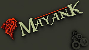 Mayank 3D Logo Design With Red Lion Head And Racing Wheels On Dark Background HD wallpaper