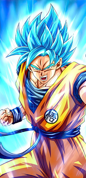 Son Goku Super Saiyan Blue in Orange Gi with Intense Energy Aura HD phone wallpaper