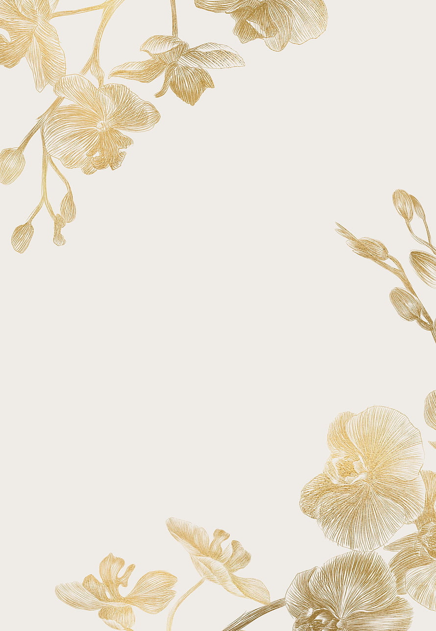 Elegant Gold Orchid Floral Border on Cream Background for Wedding Stationery HD phone wallpaper